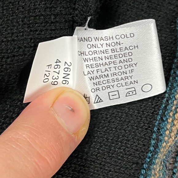 Orvis Womens Wool Open Front Cardigan Southwest Aztec Black Multi Size XL - Picture 6 of 7